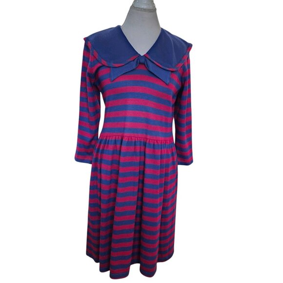 Vintage Womens Large Striped Knit Sailor Dress Casual 80s‎ Lanz Long-sleeved Red - Picture 1 of 10